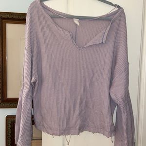 Free people lavender top with bell sleeves